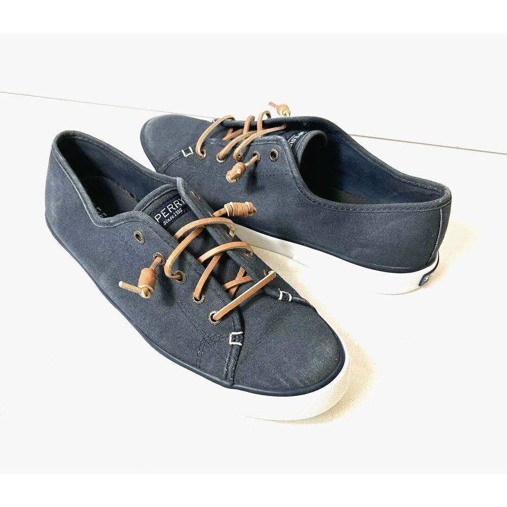 Sperry Top Sider Women Gray Comfort Casual Sneaker Size 8.5M Slip On Canvas Shoe